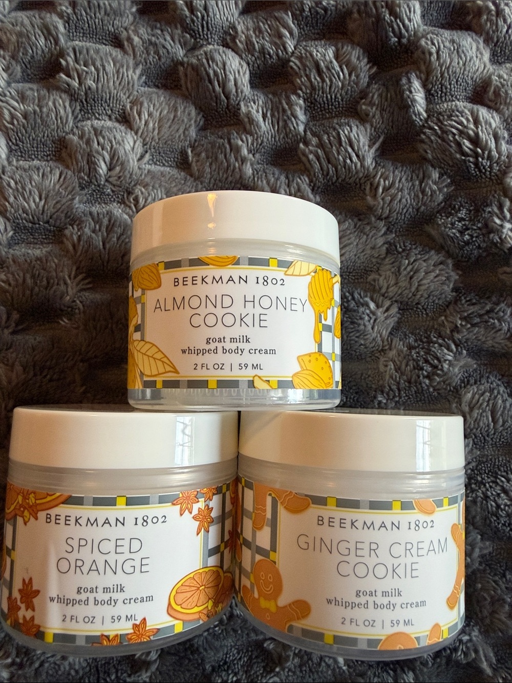 Beekman 1802 Whipped Body Cream Trio — Yellow & Orange Accented Jars